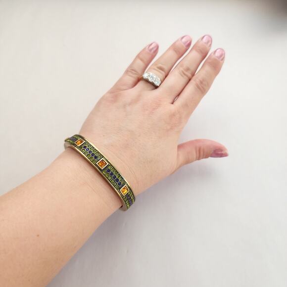 Heidi Daus Bangle Bracelet Hinge Old Gold Purple Cognac Crystal Age Of elegance - Picture 12 of 12